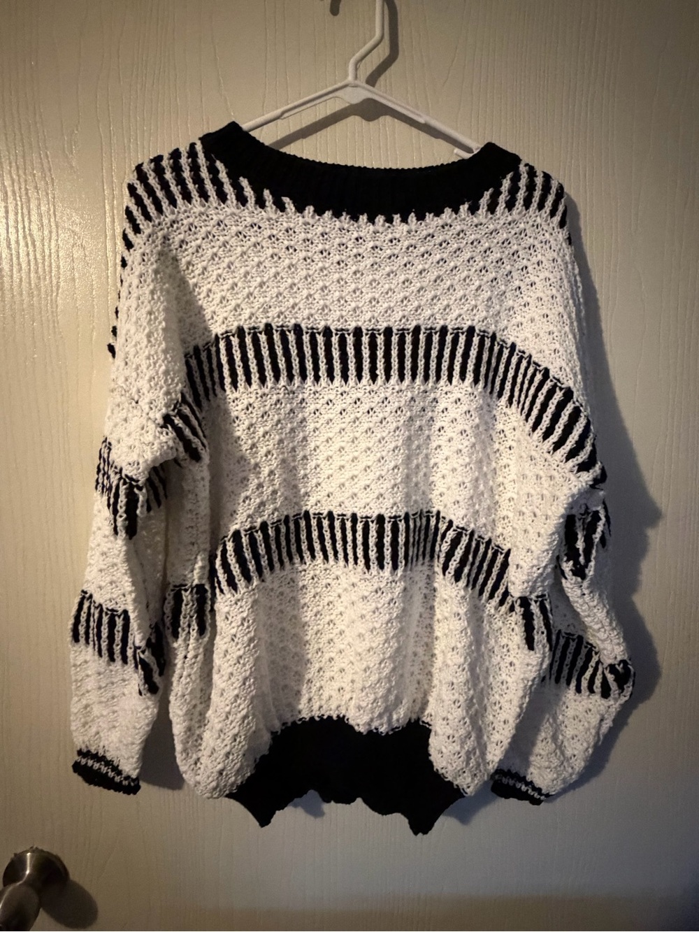 Women Casual Long Sleeve Ribbed Knit Pullover Loose Crewneck Sweater Size Large